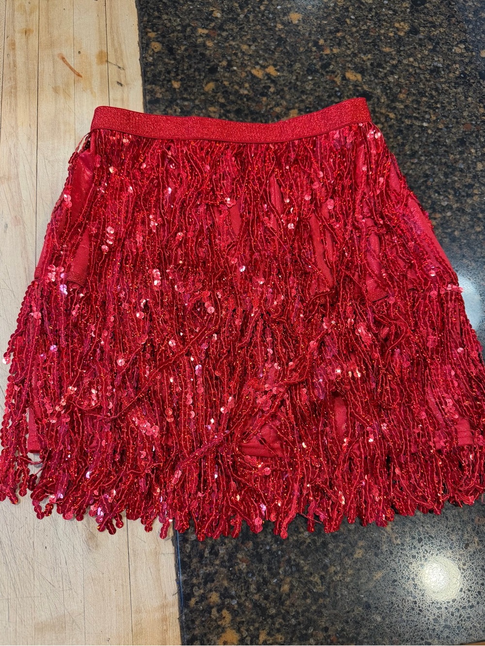 Red Sequin Fringe flapper Skirt